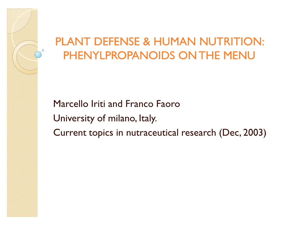 Plant Defense & Human Nutrition