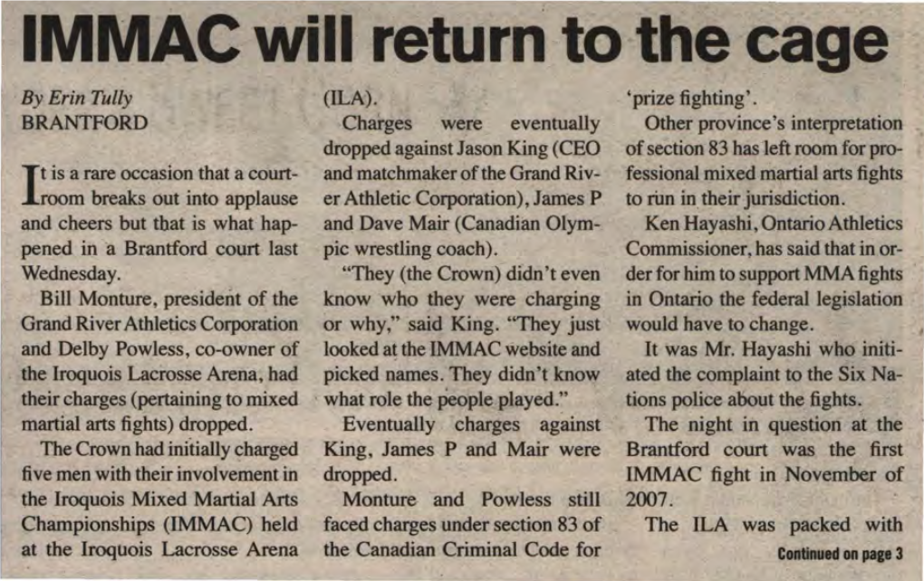 IMMAC Will Return to the Cage by Erin Tully (ILA)
