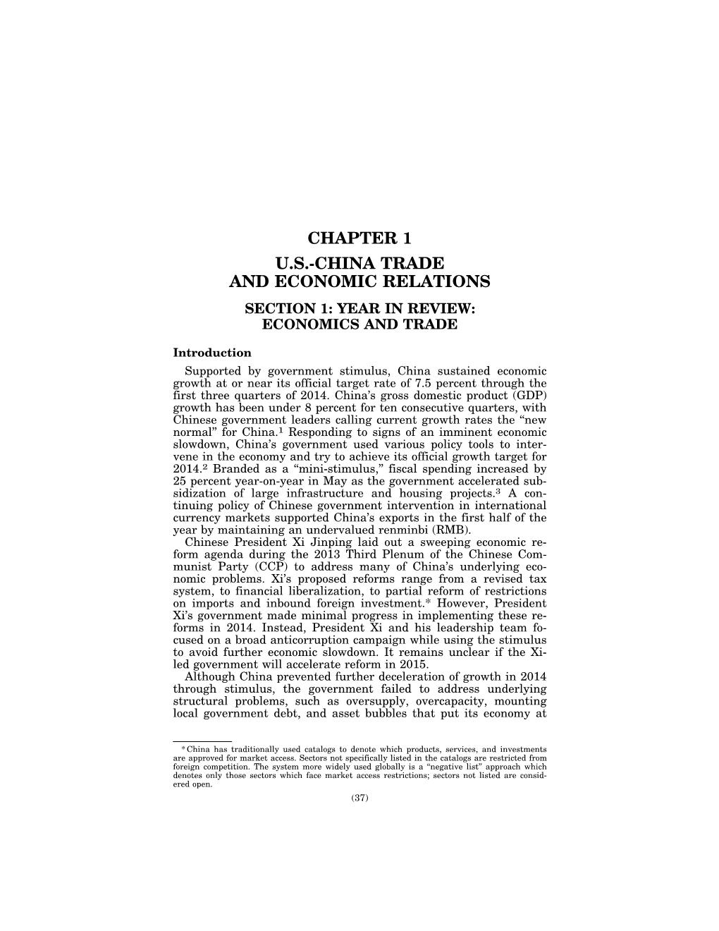 Chapter 1 U.S.-China Economic and Trade Relations