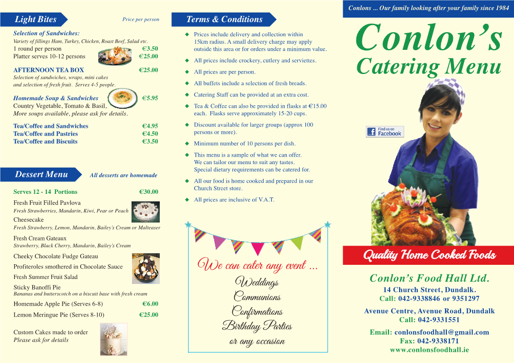 Conlons CATERING MENU 2021