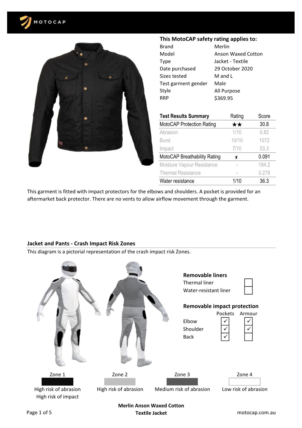 J20T02 Merlin Anson Waxed Cotton Textile Jacket