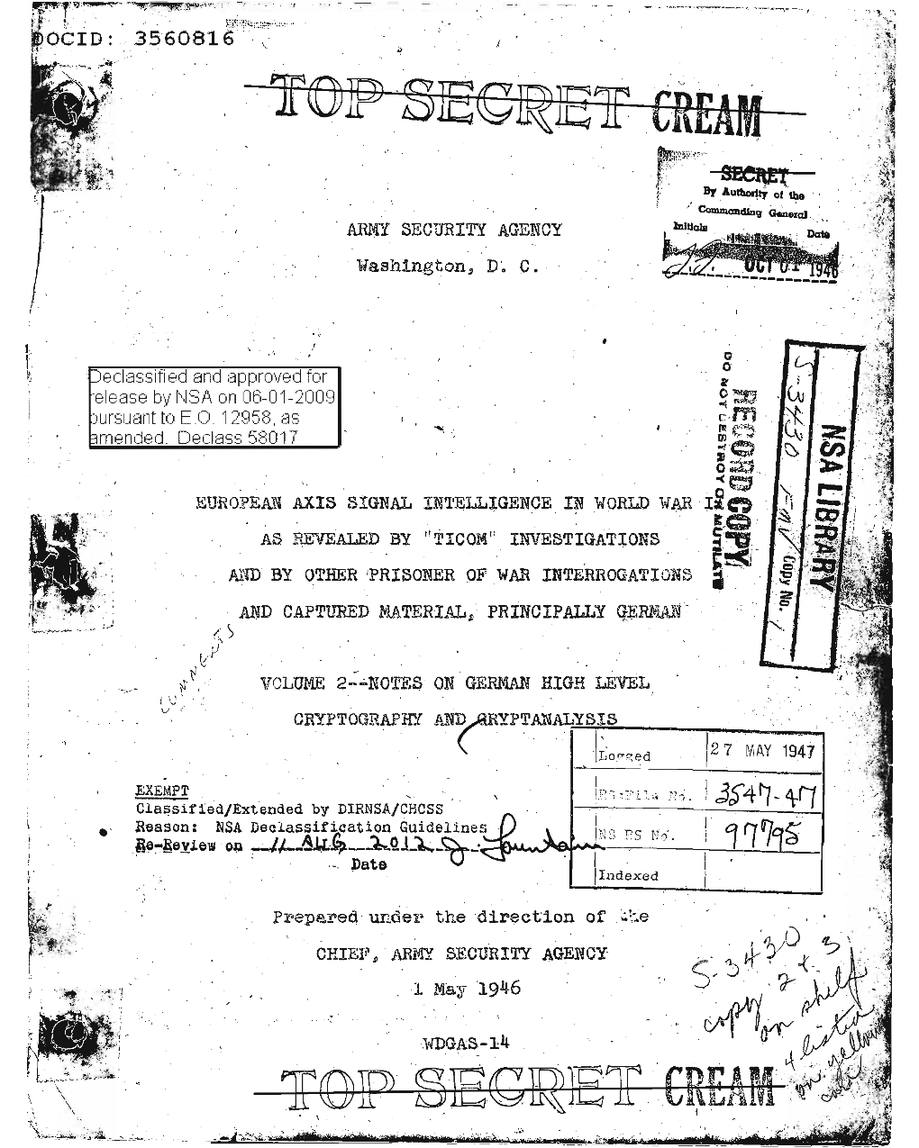 Notes on German High Level Cryptography and Cryptanalysis