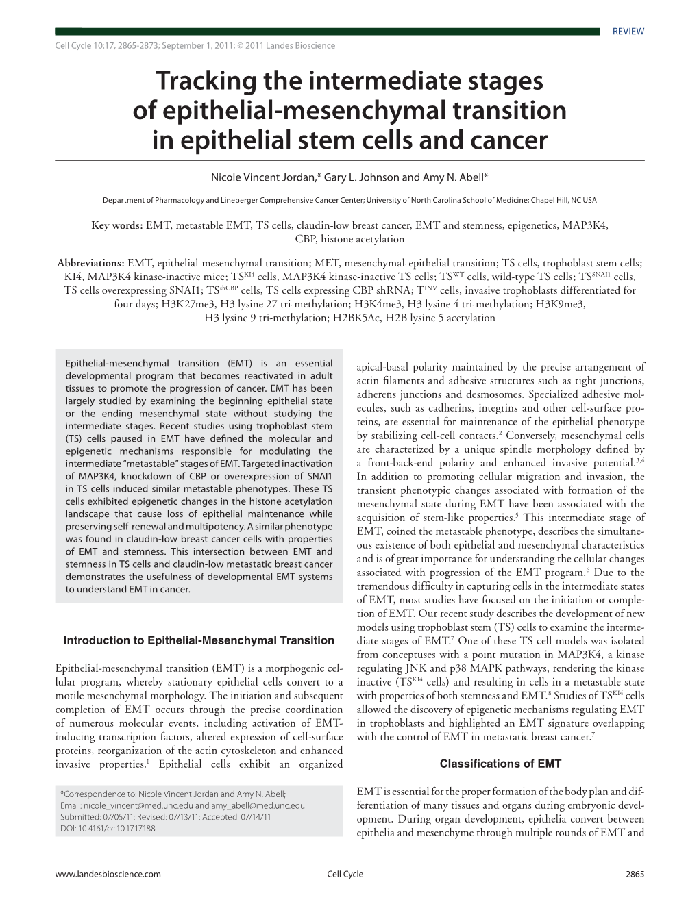 Tracking the Intermediate Stages of Epithelial-Mesenchymal Transition in Epithelial Stem Cells and Cancer