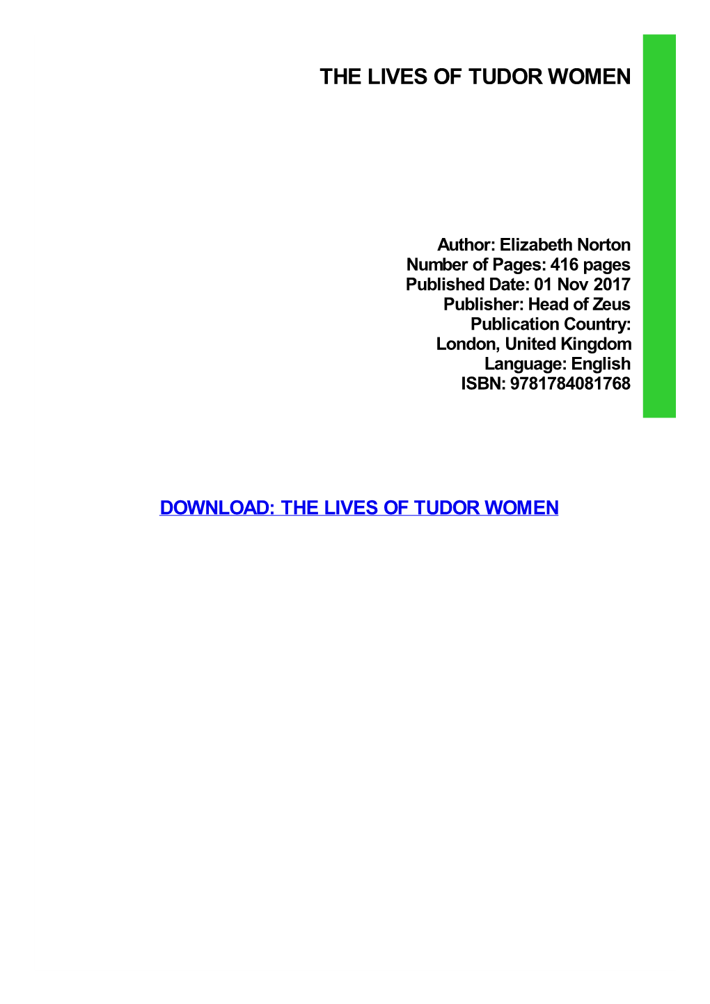 The Lives of Tudor Women Ebook Free Download