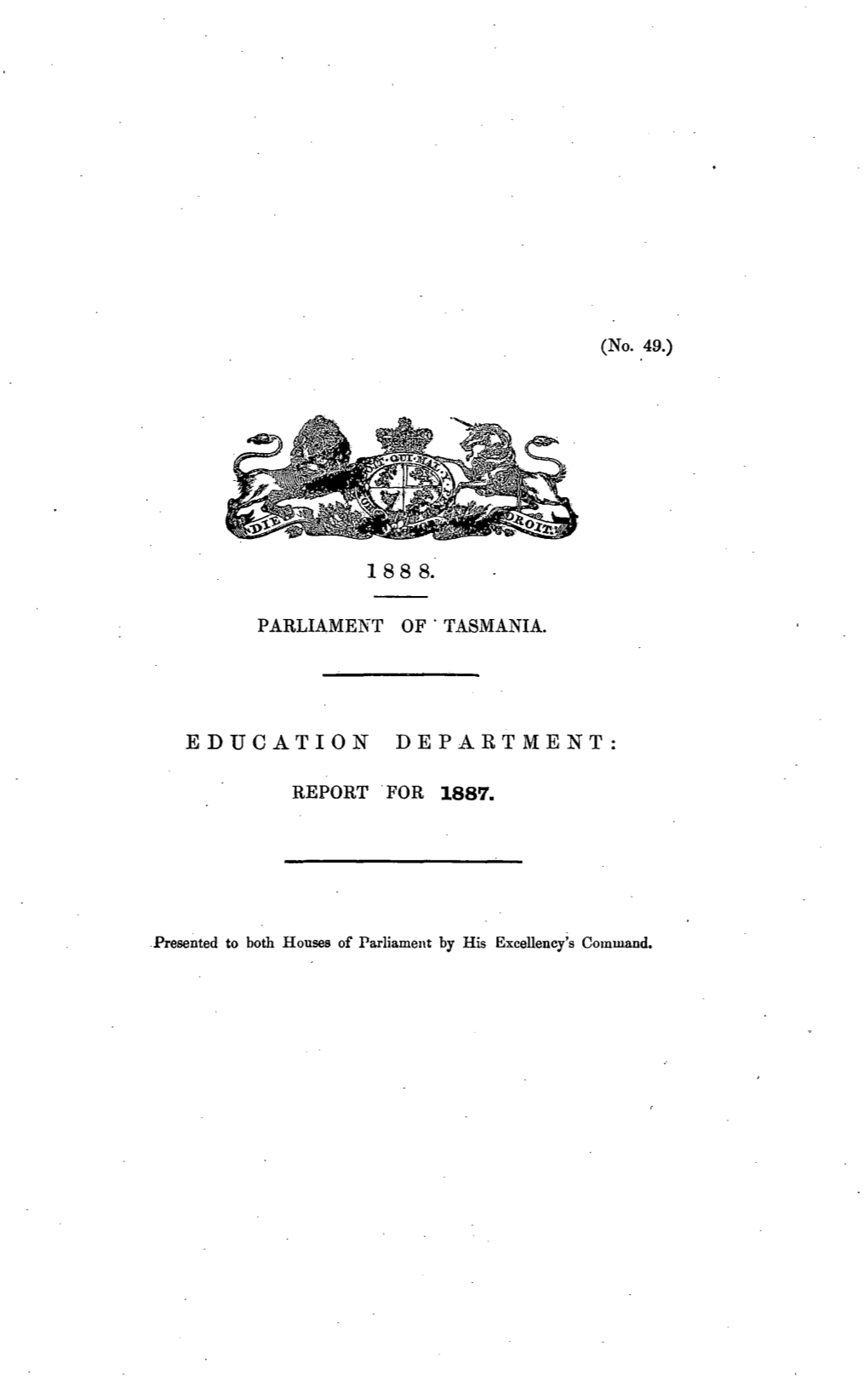 Education Department: Report for 1887