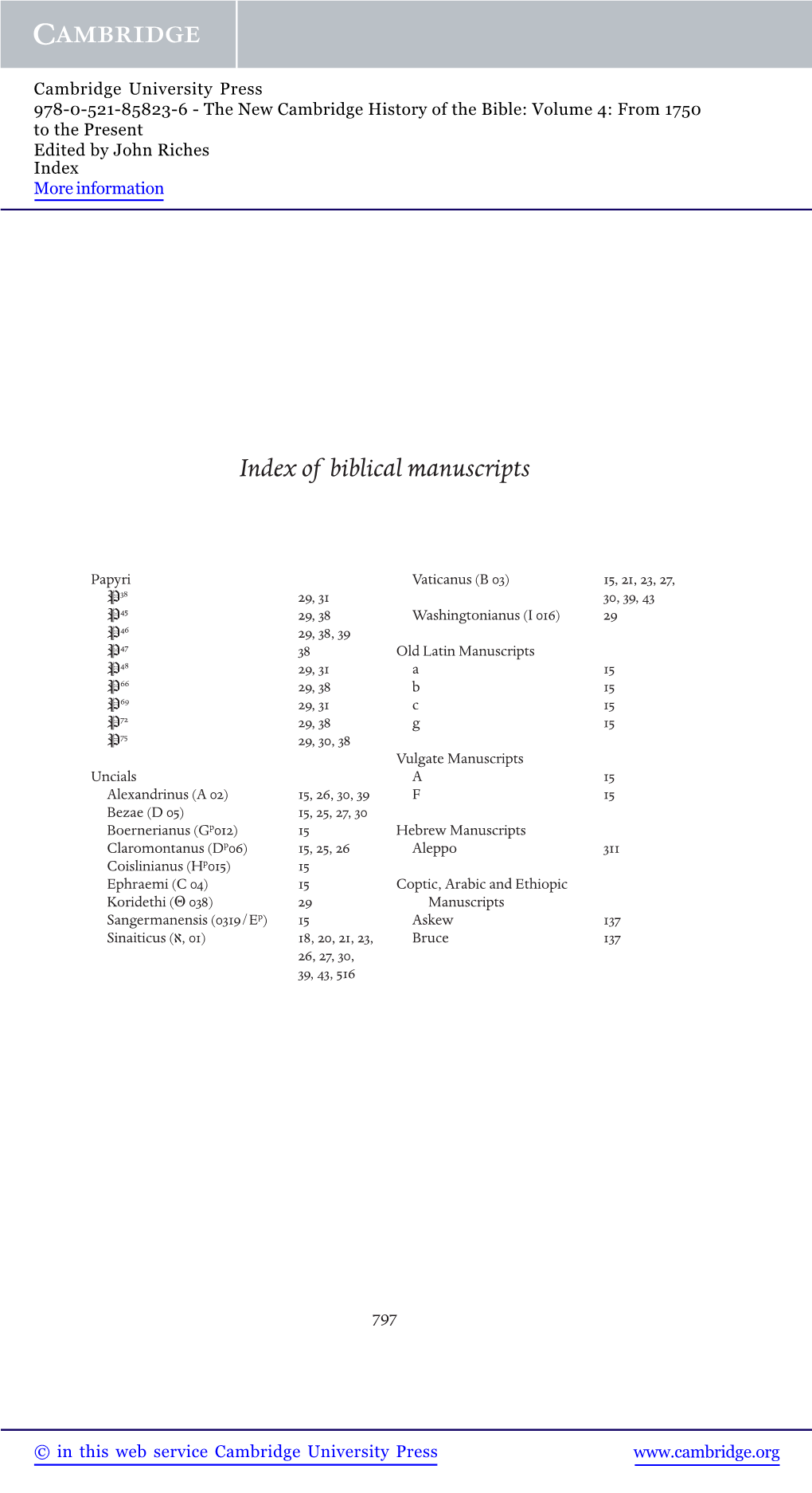 Index of Biblical Manuscripts