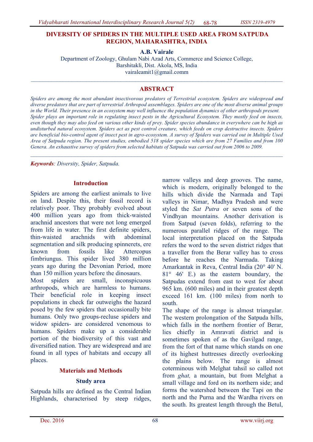 Physicochemical Studies of Water from Selected