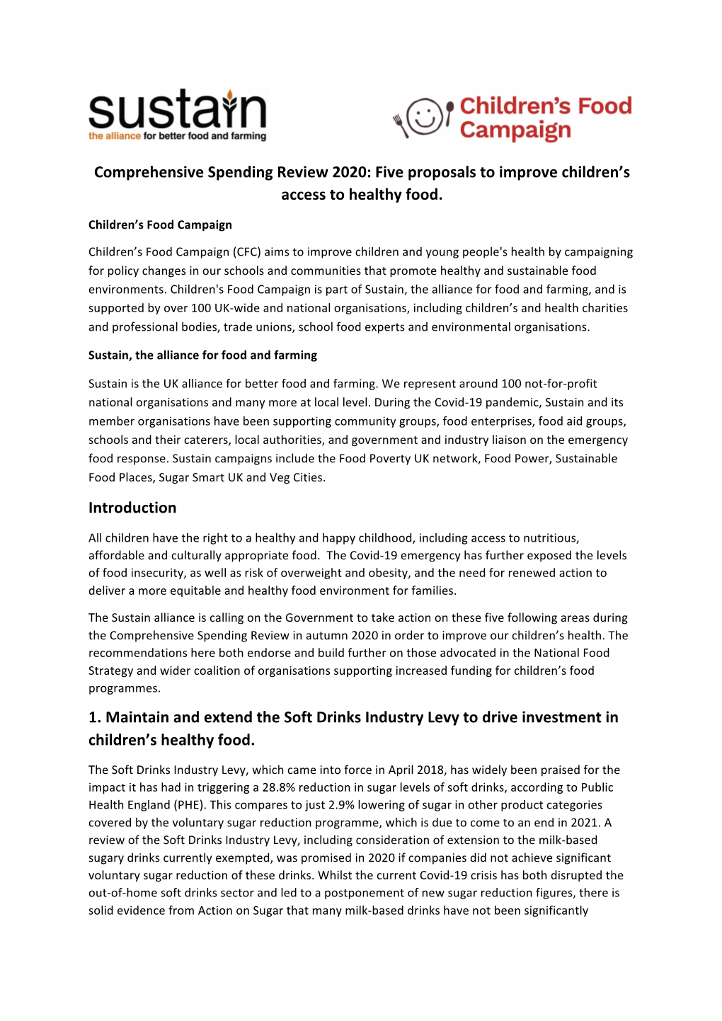 Our Submission Into the HM Treasury Comprehensive Spending Review