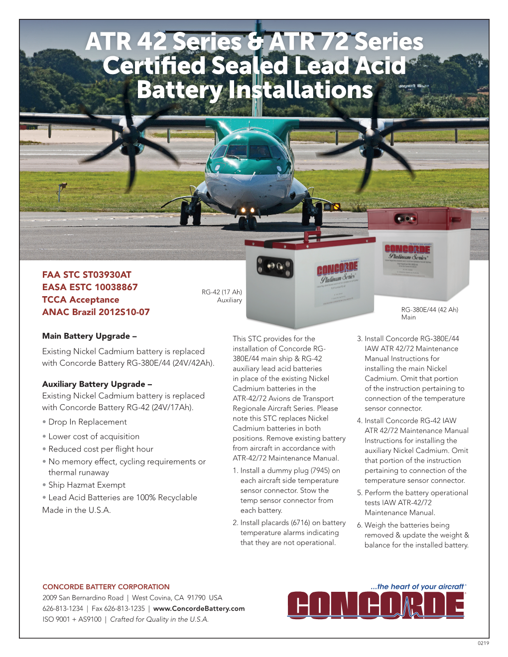 ATR 42 Series & ATR 72 Series Certified Sealed Lead Acid Battery