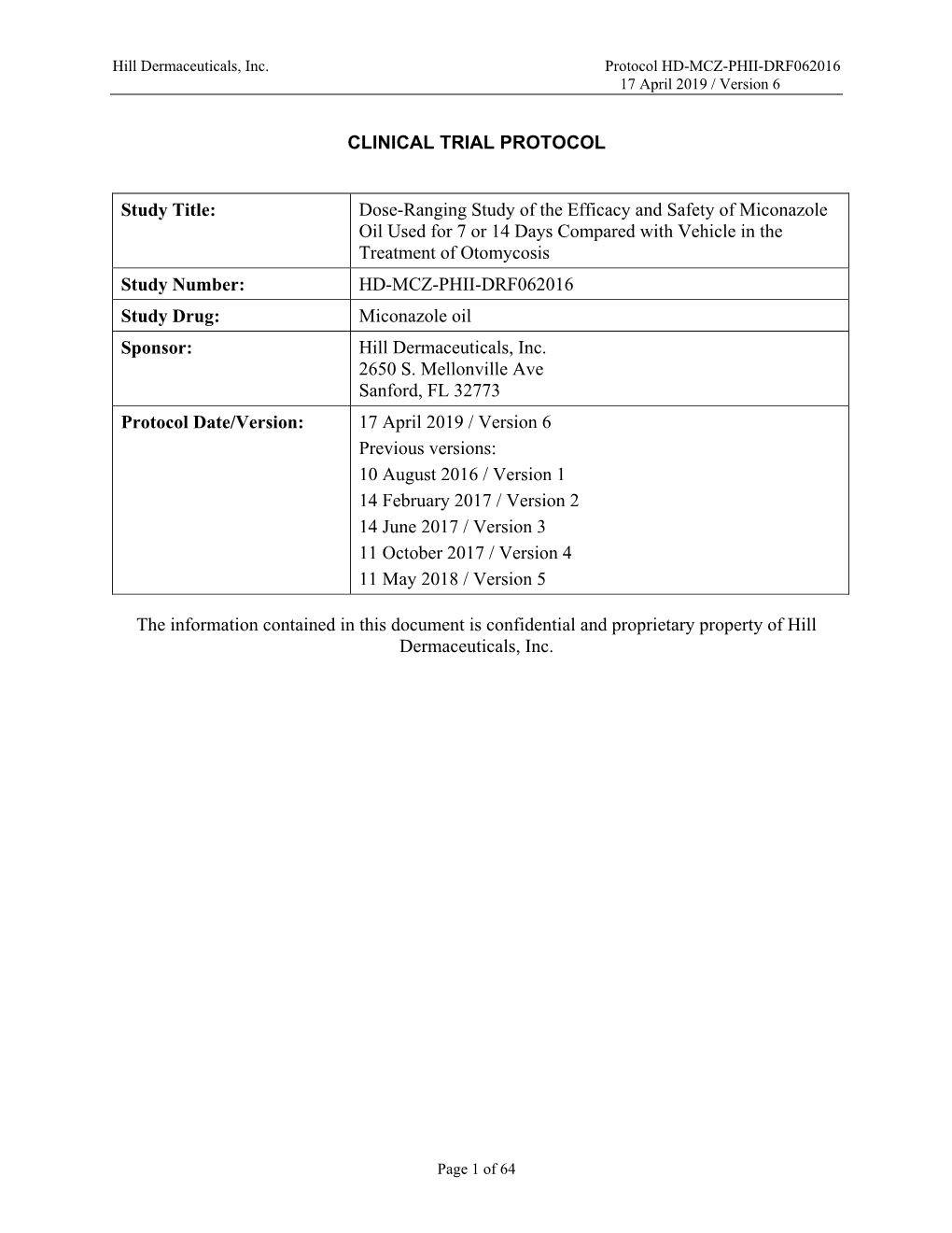 Dose-Ranging Study of the Efficacy and Safety Of