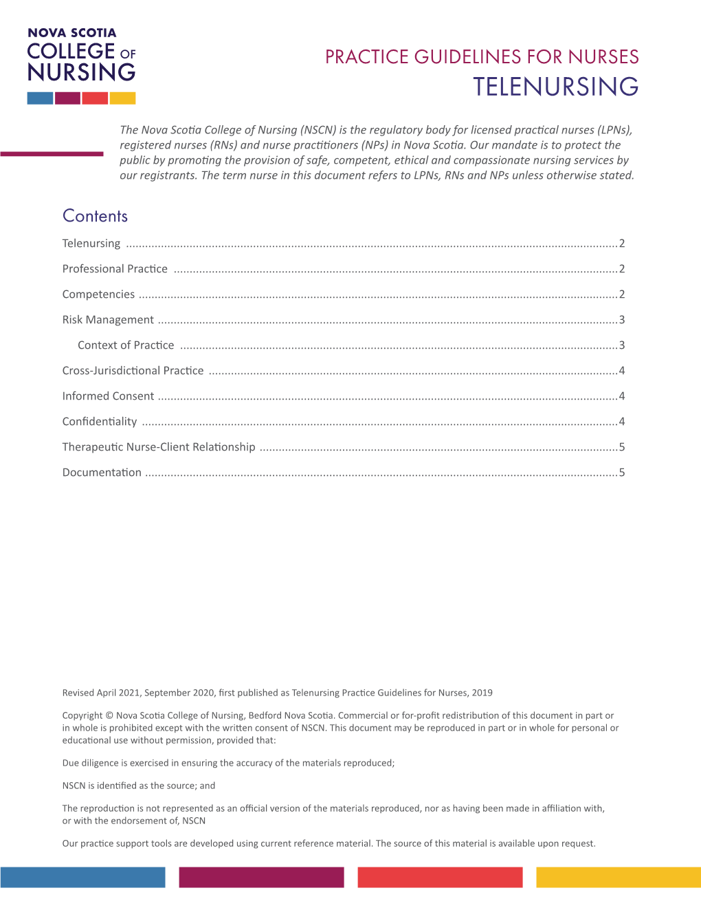 Telenursing Practice Guidelines for Nurses, 2019