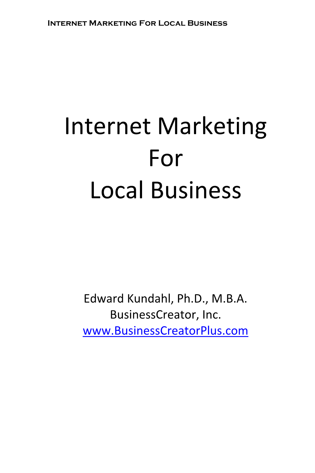 Internet Marketing for Local Business