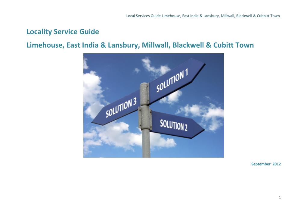 Local Services Guide Limehouse, East India & Lansbury, Millwall, Blackwell & Cubbitt Town