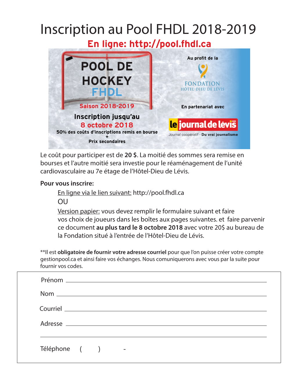 Inscription Pool Hockey