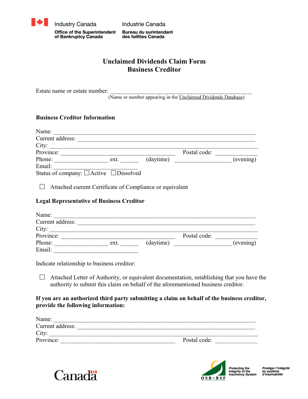 Unclaimed Dividends Claim Form s1