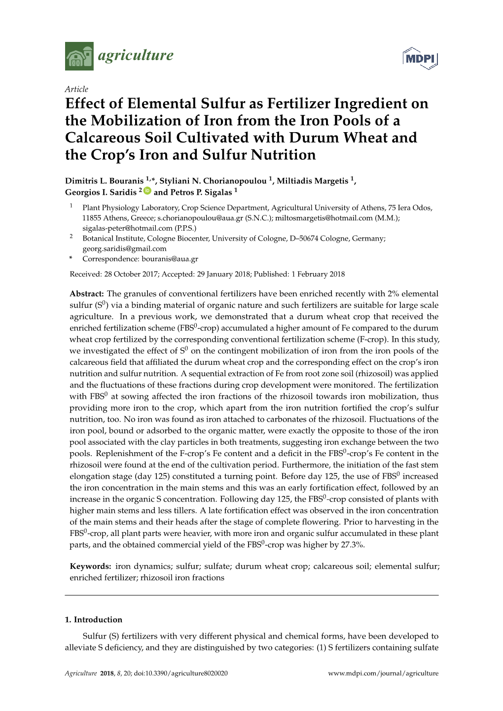 Effect of Elemental Sulfur As Fertilizer Ingredient on the Mobilization Of