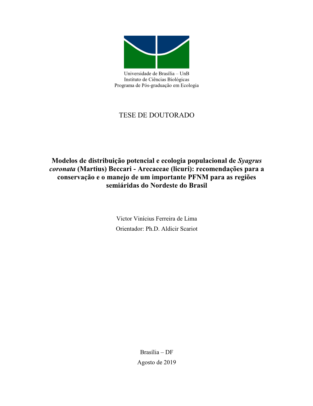 TESE DE DOUTORADO Modelos De Distribuição Potencial E Ecologia