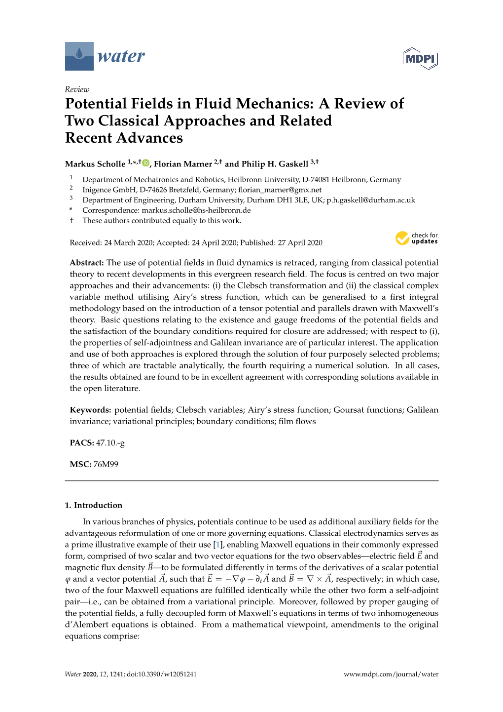 Potential Fields in Fluid Mechanics: a Review of Two Classical Approaches and Related Recent Advances