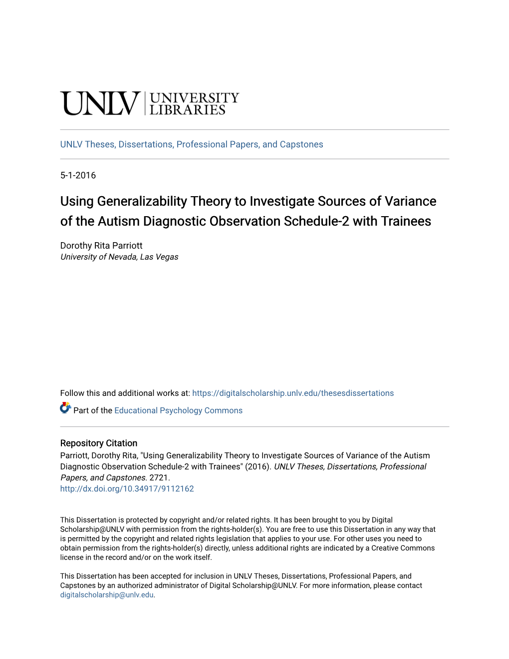 Using Generalizability Theory to Investigate Sources of Variance of the Autism Diagnostic Observation Schedule-2 with Trainees