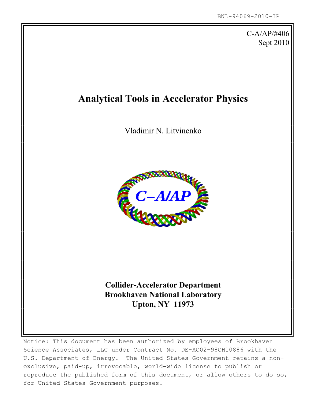 Analytical Tools in Accelerator Physics