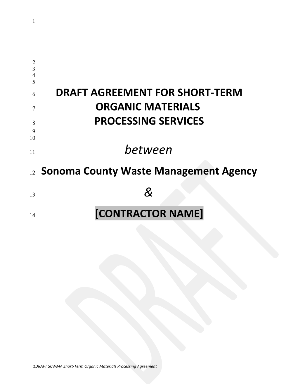 Draft Agreement for Short-Term Organic Materials