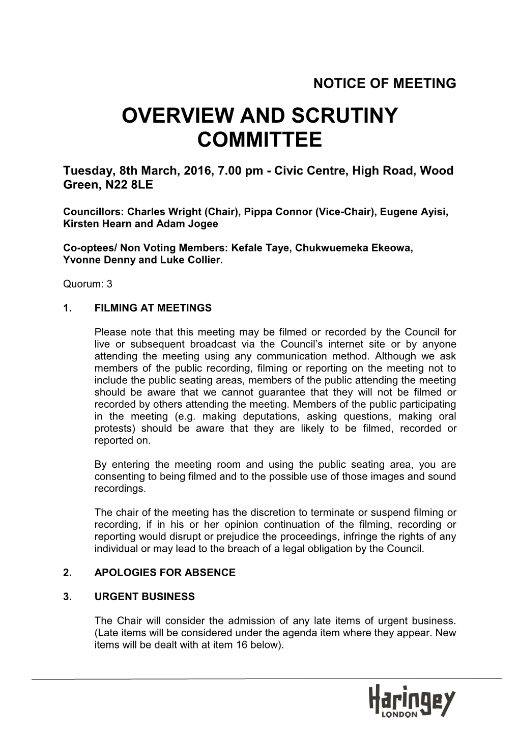 (Public Pack)Agenda Document for Overview and Scrutiny Committee