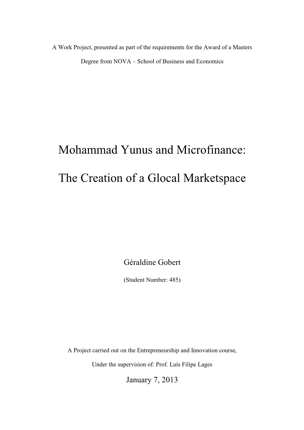 Mohammad Yunus and Microfinance