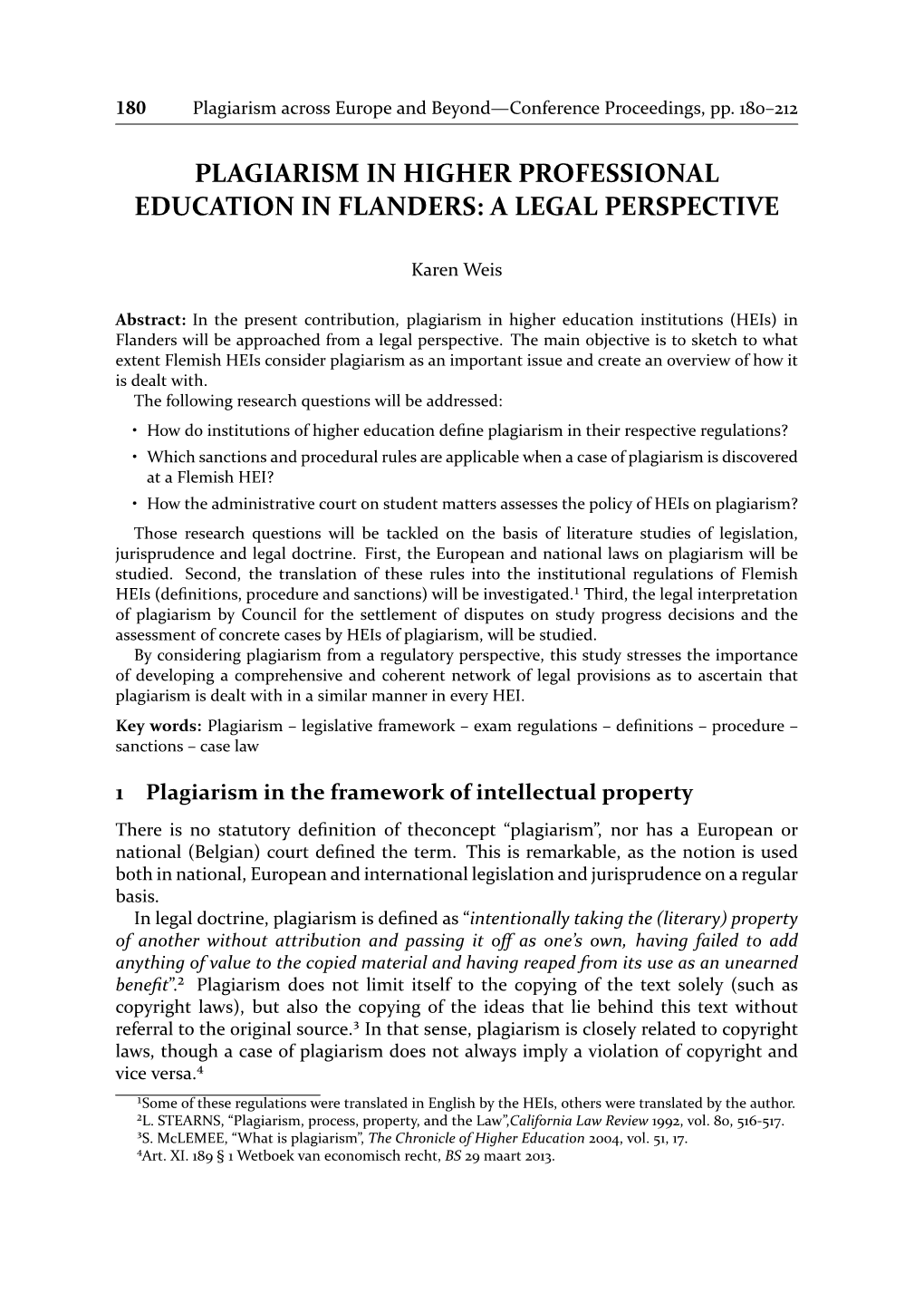 Plagiarism in Higher Professional Education in Flanders: a Legal Perspective