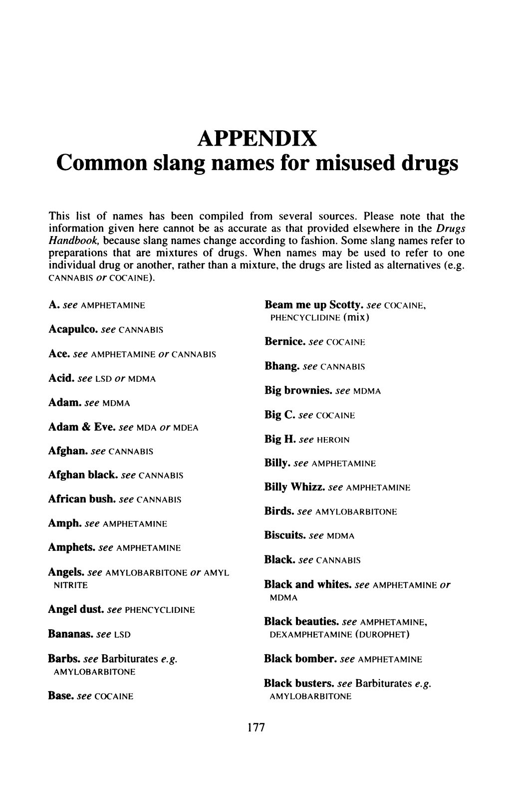 APPENDIX Common Slang Names for Misused Drugs