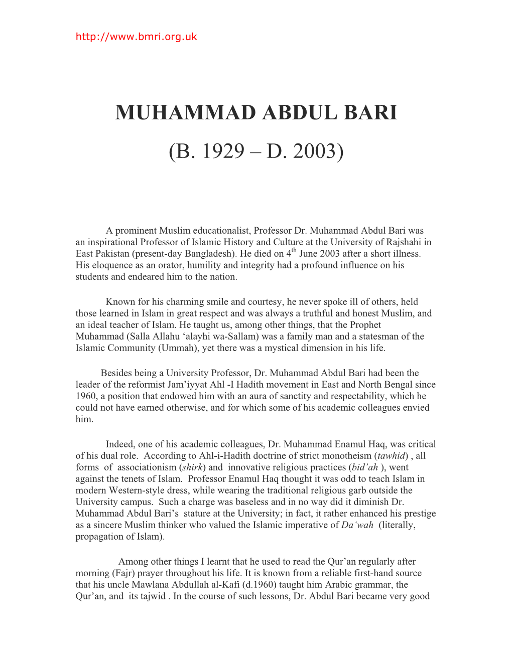 Muhammad Abdul Bari (B