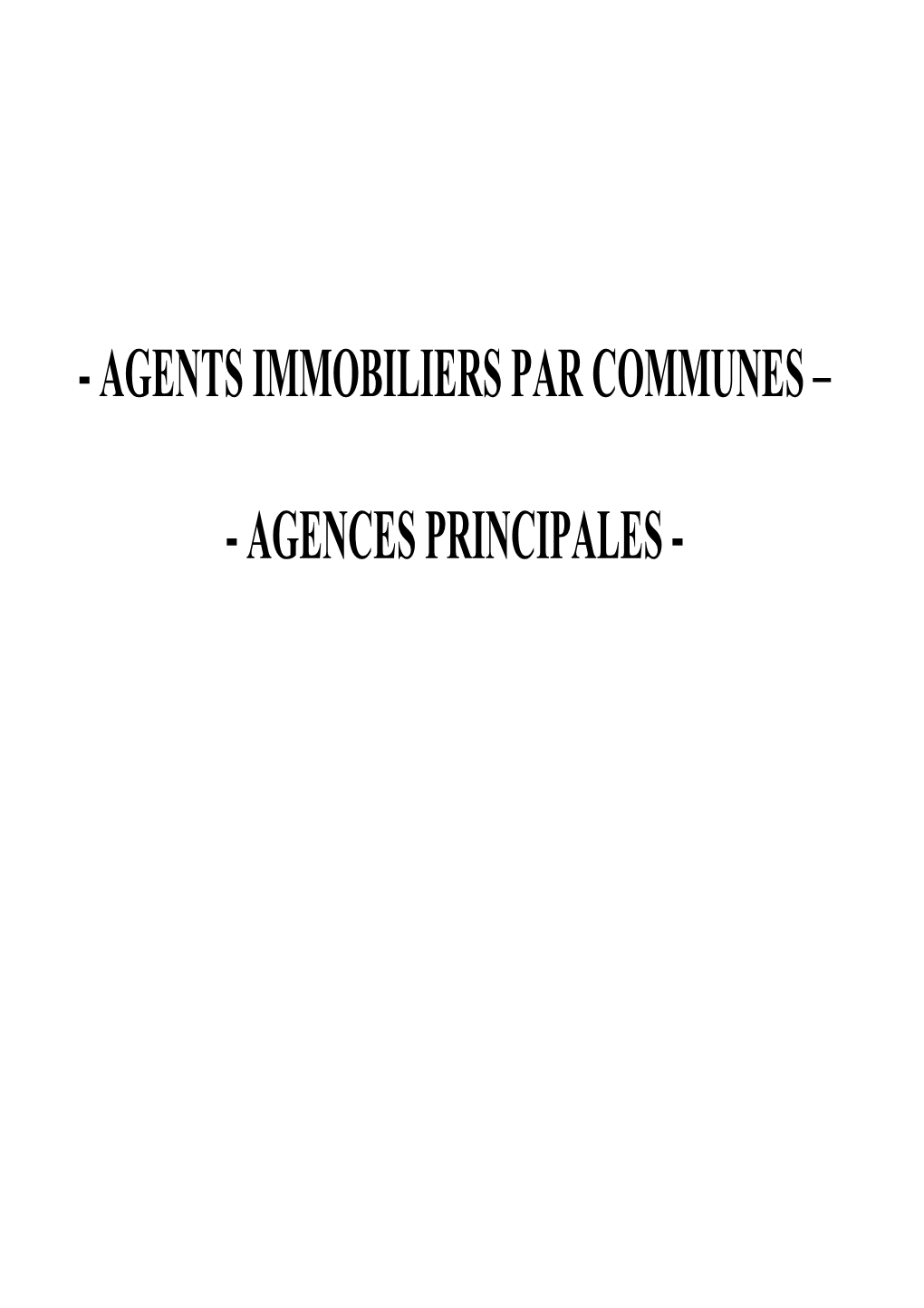 Agents Immobiliers Par Communes –