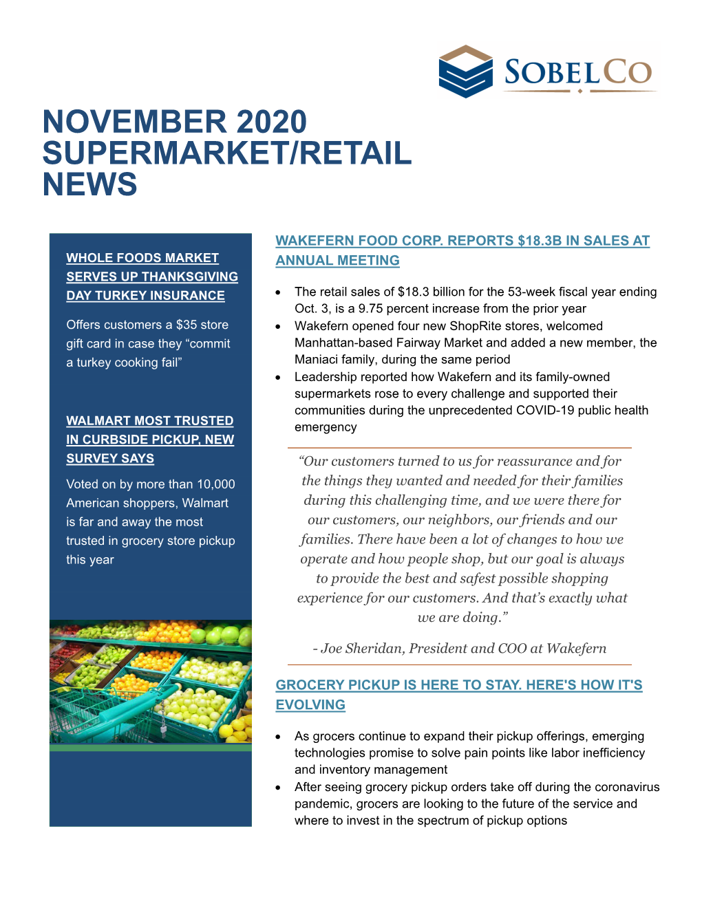 November 2020 Supermarket/Retail News