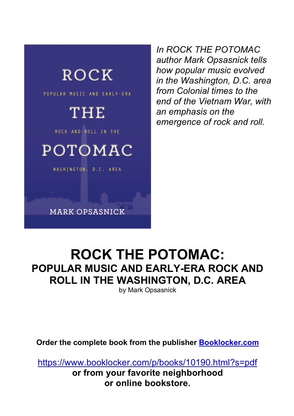 Rock the Potomac: Popular Music and Early-Era Rock and Roll in the Washington, D.C