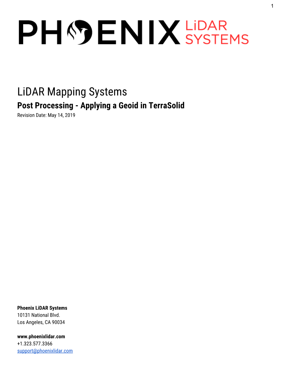 Lidar Mapping Systems Post Processing - Applying a Geoid in Terrasolid Revision Date: May 14, 2019