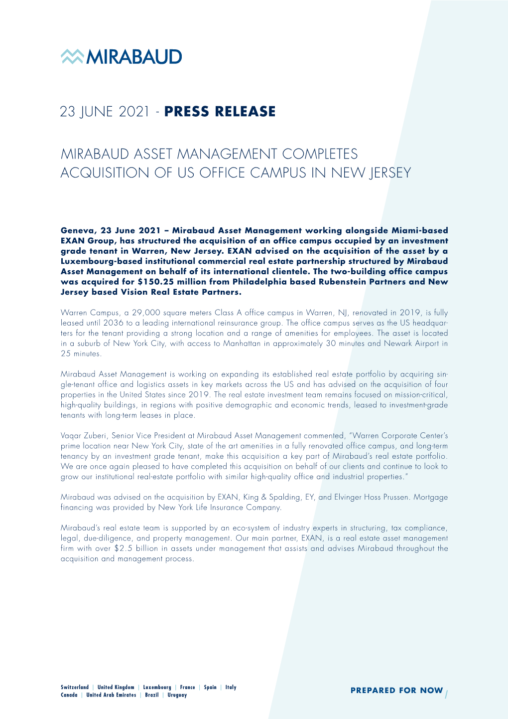 23 June 2021 - Press Release