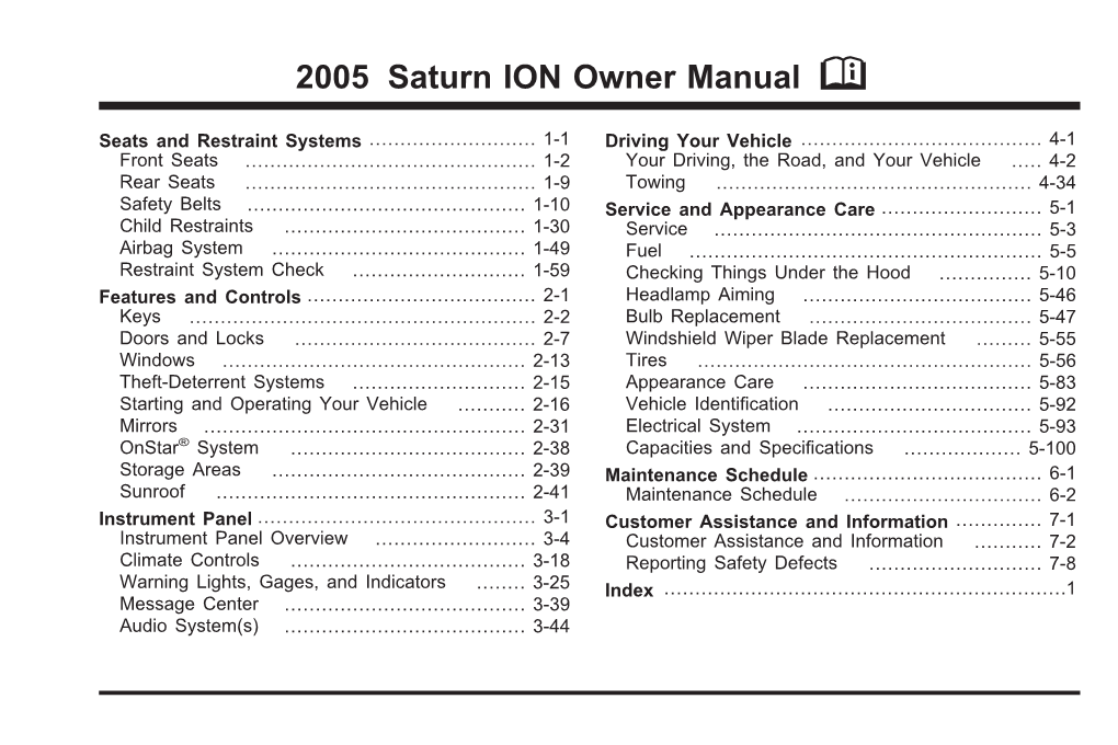 2005 Saturn ION Owner Manual M