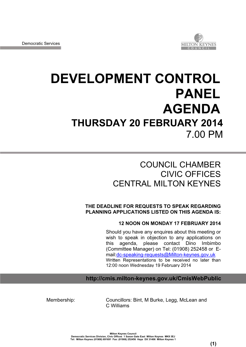 Agenda Thursday 20 February 2014 7.00 Pm