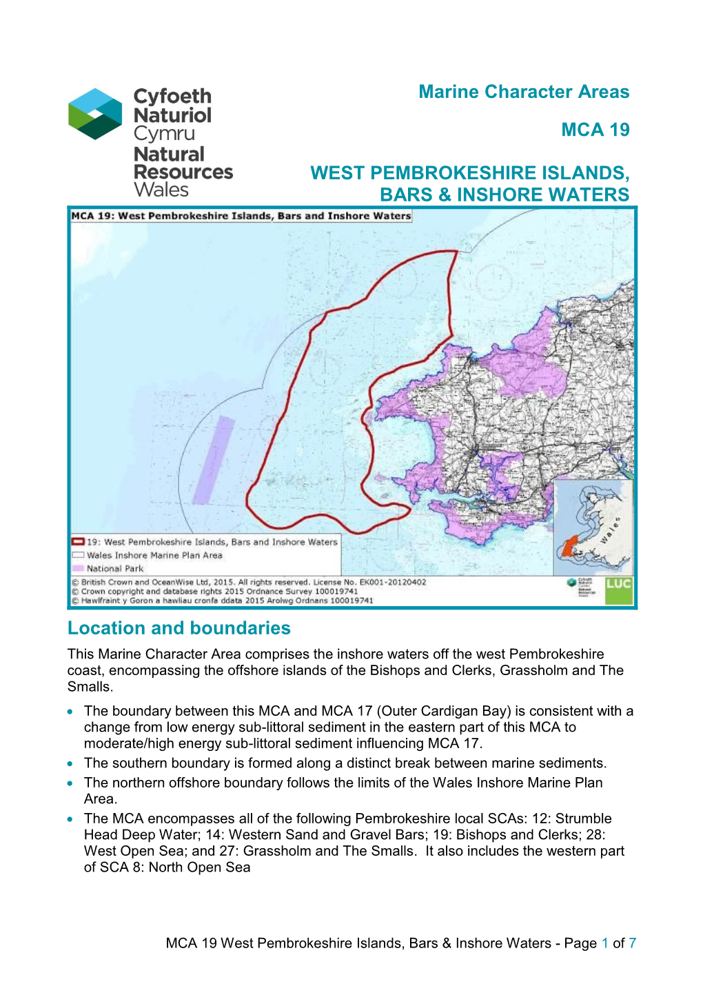 MCA 19 West Pembrokeshire Islands, Bars & Inshore Waters