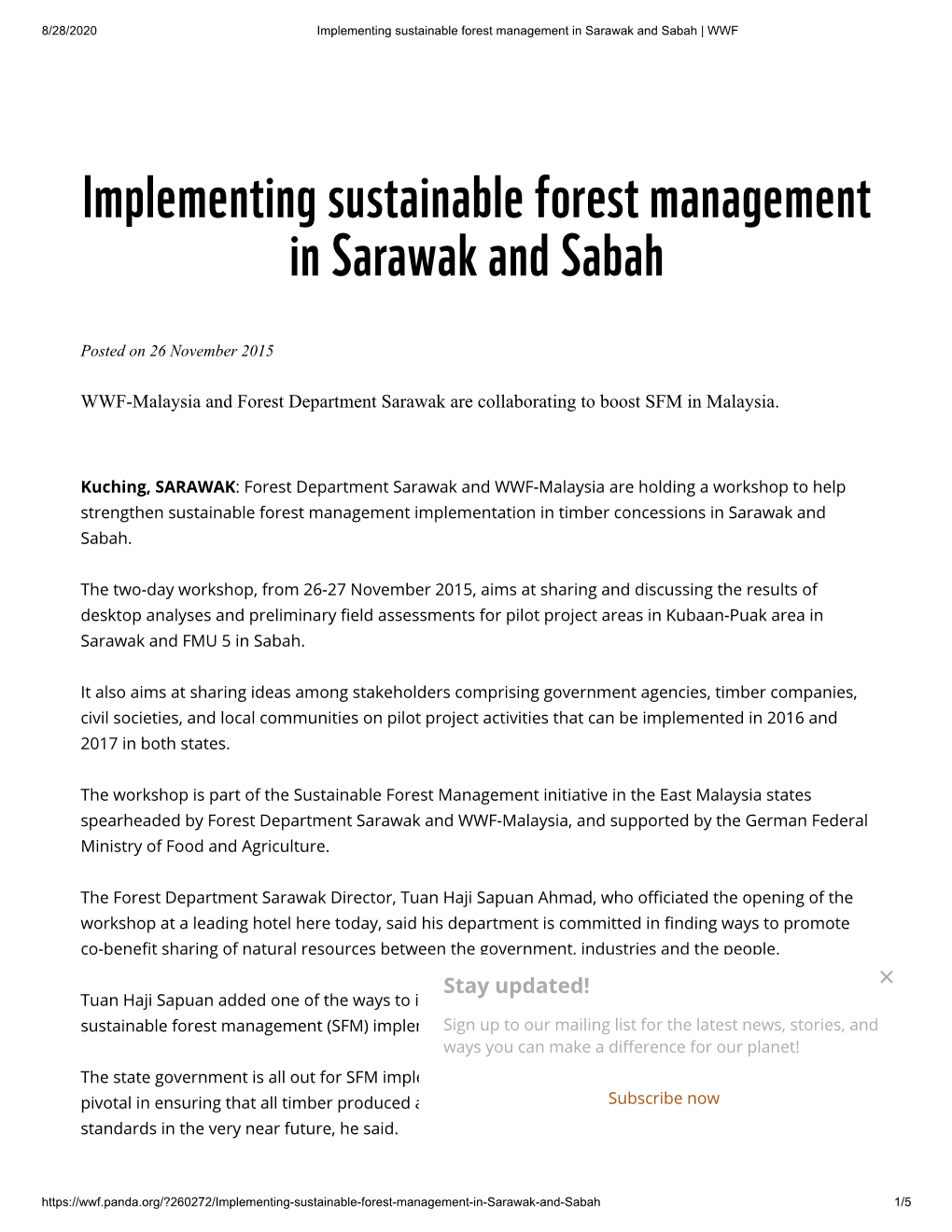 Implementing Sustainable Forest Management in Sarawak and Sabah | WWF