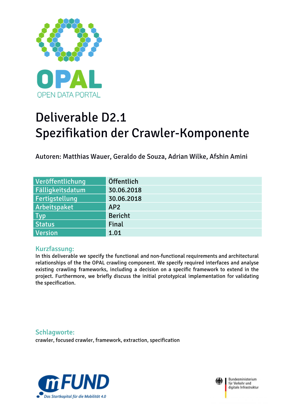 Deliverable D2.1 Spezifikation Der Crawler-Komponente