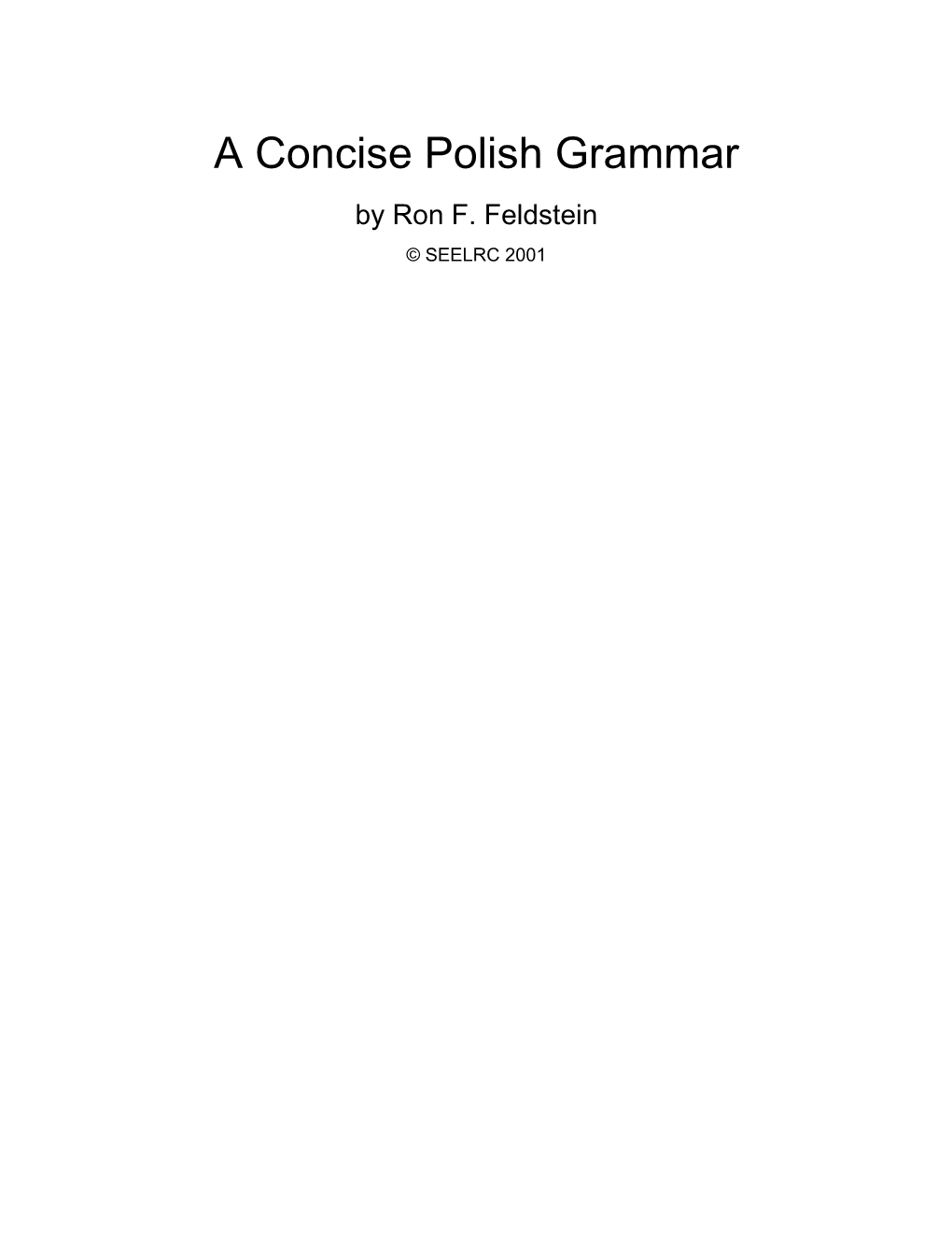 A Concise Polish Grammar by Ron F