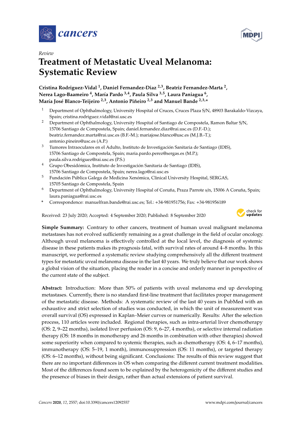 Treatment of Metastatic Uveal Melanoma: Systematic Review