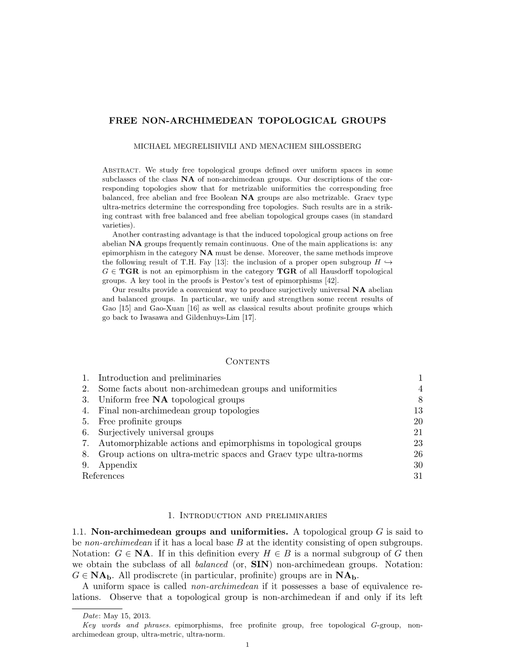 7. Automorphizable Actions and Epimorphisms in Topological Groups 23 8