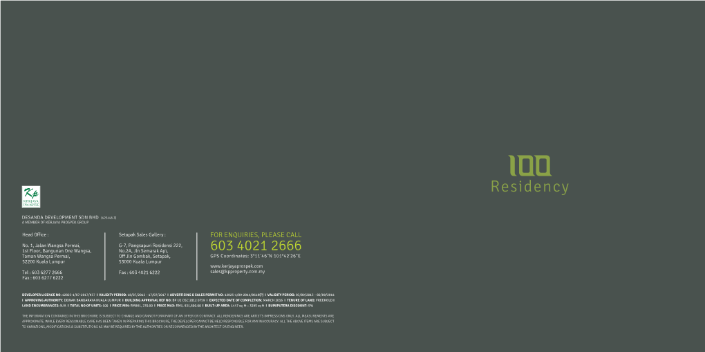 100 Residency Brochure Lowres