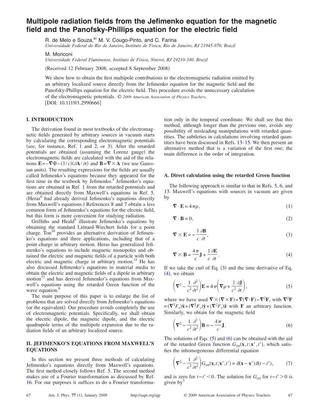 Multipole Radiation Fields from the Jefimenko Equation For