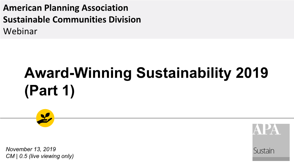 Award-Winning Sustainability 2019 (Part 1)