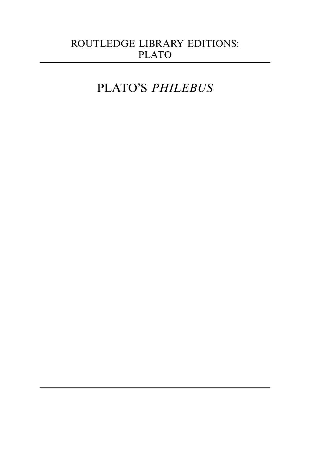 Plato's Philebus