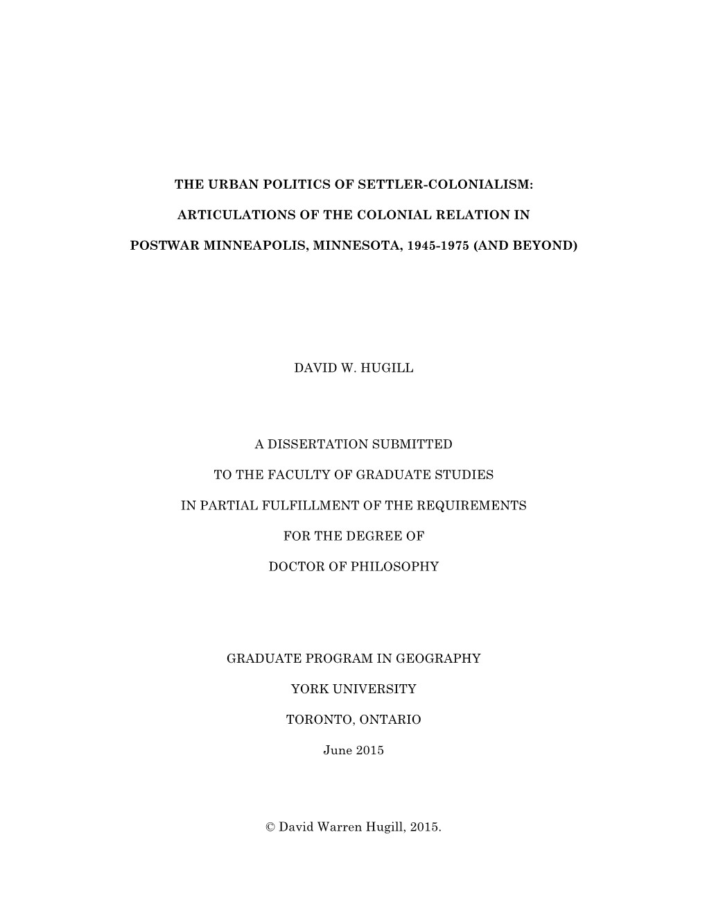 The Urban Politics of Settler-Colonialism