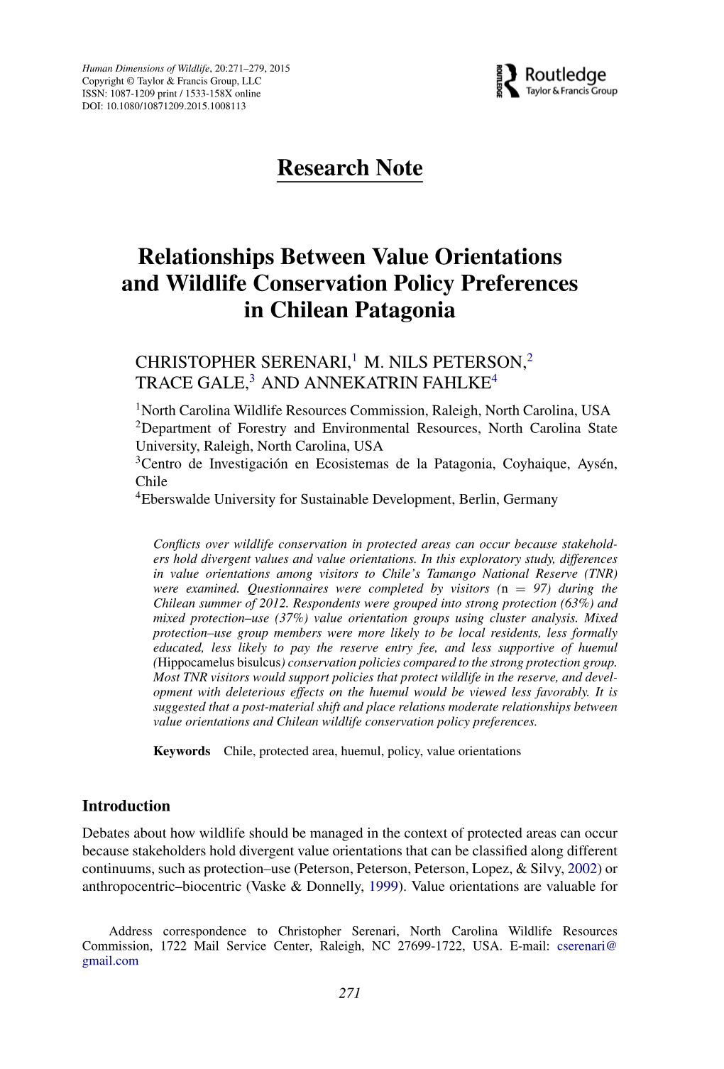Research Note Relationships Between Value Orientations And