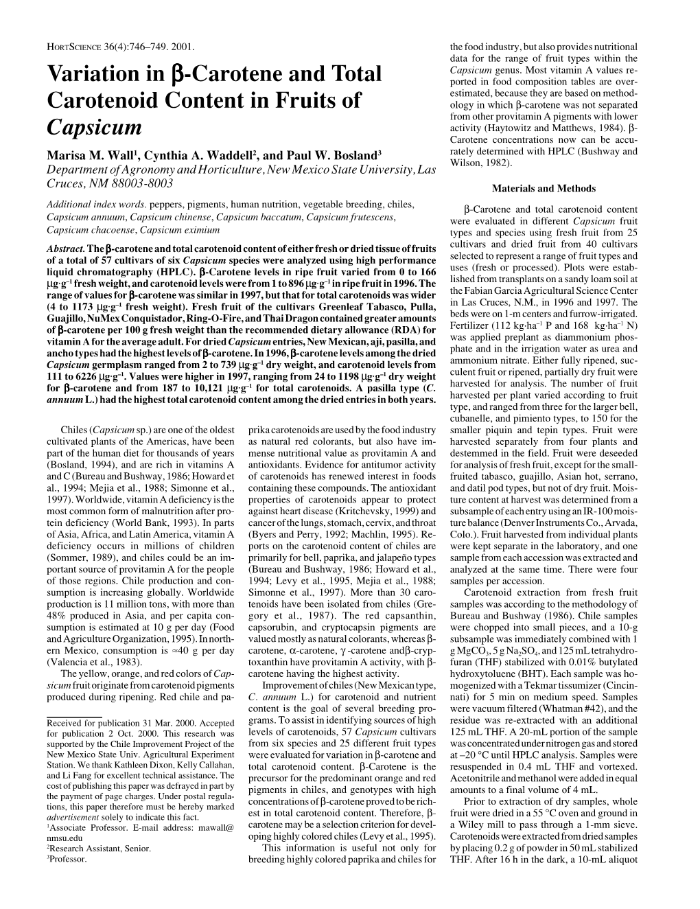 Variation in Â-Carotene and Total Carotenoid Content in Fruits Of